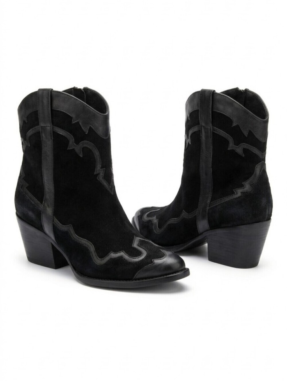 Reba Black Ankle Booties Western Style